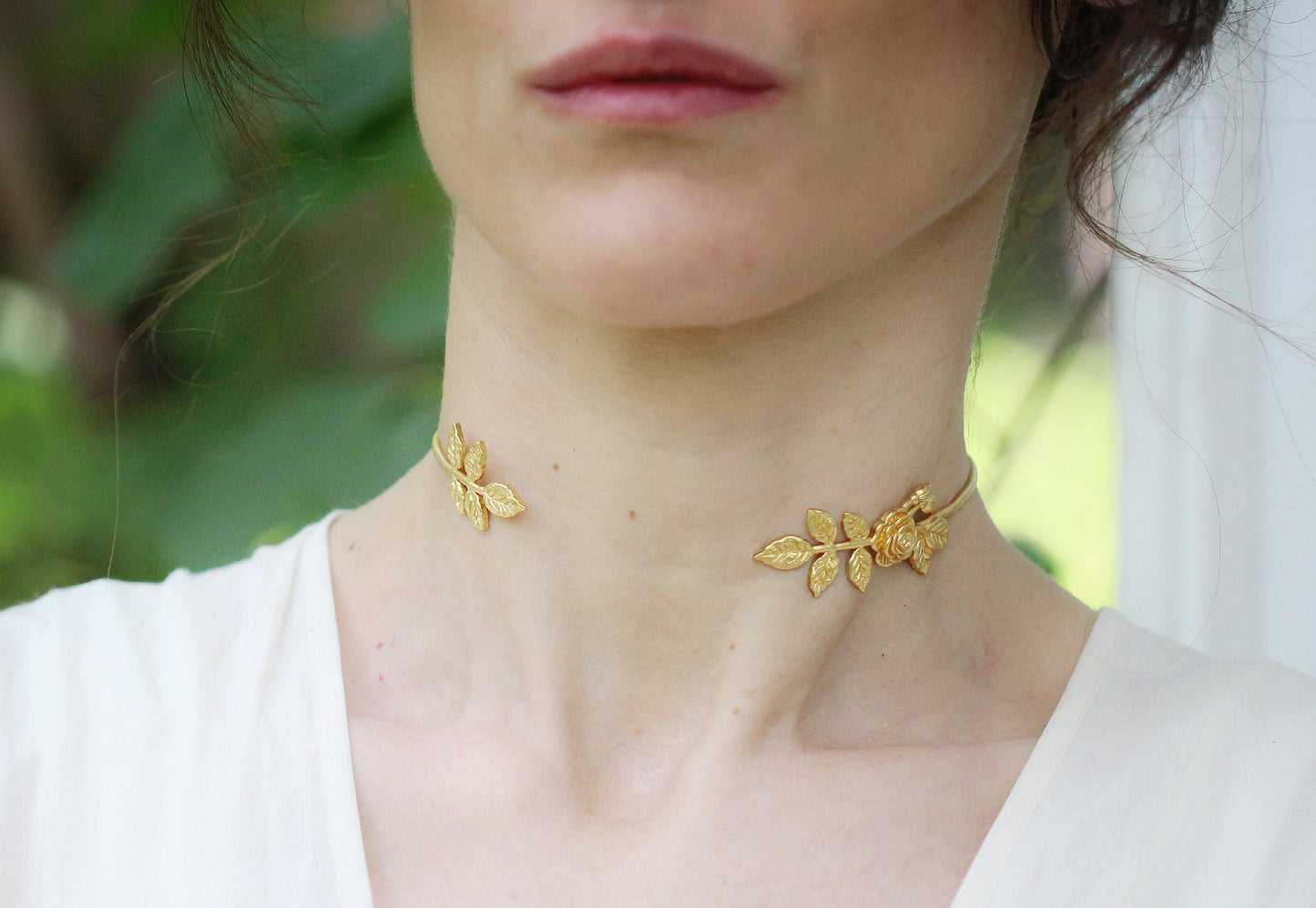 Preorder * Asymmetric Rose Floral Choker