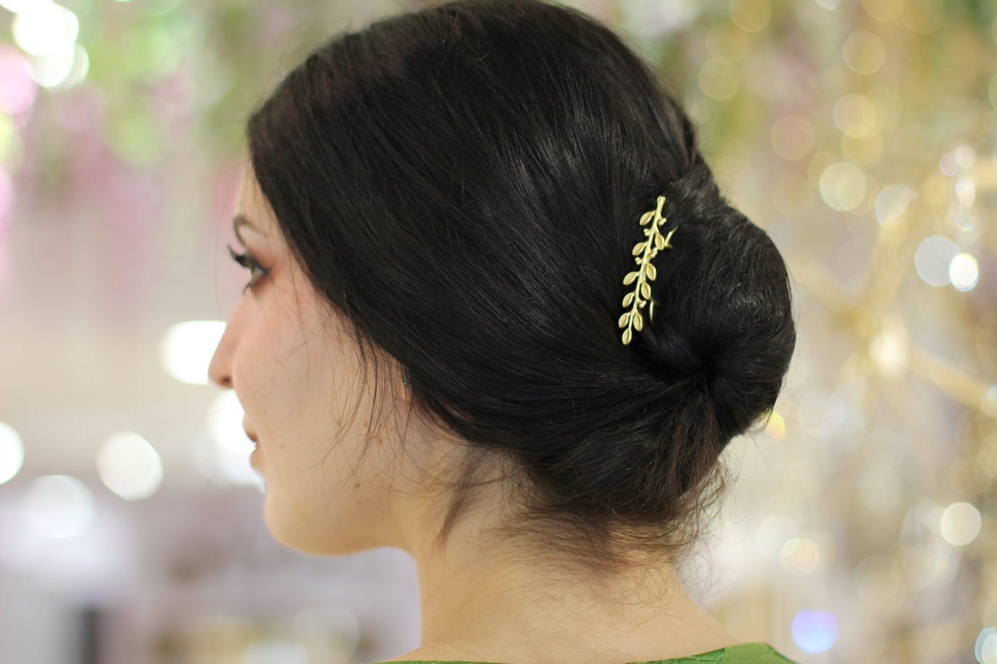 Long Olive Branch Hair Prong