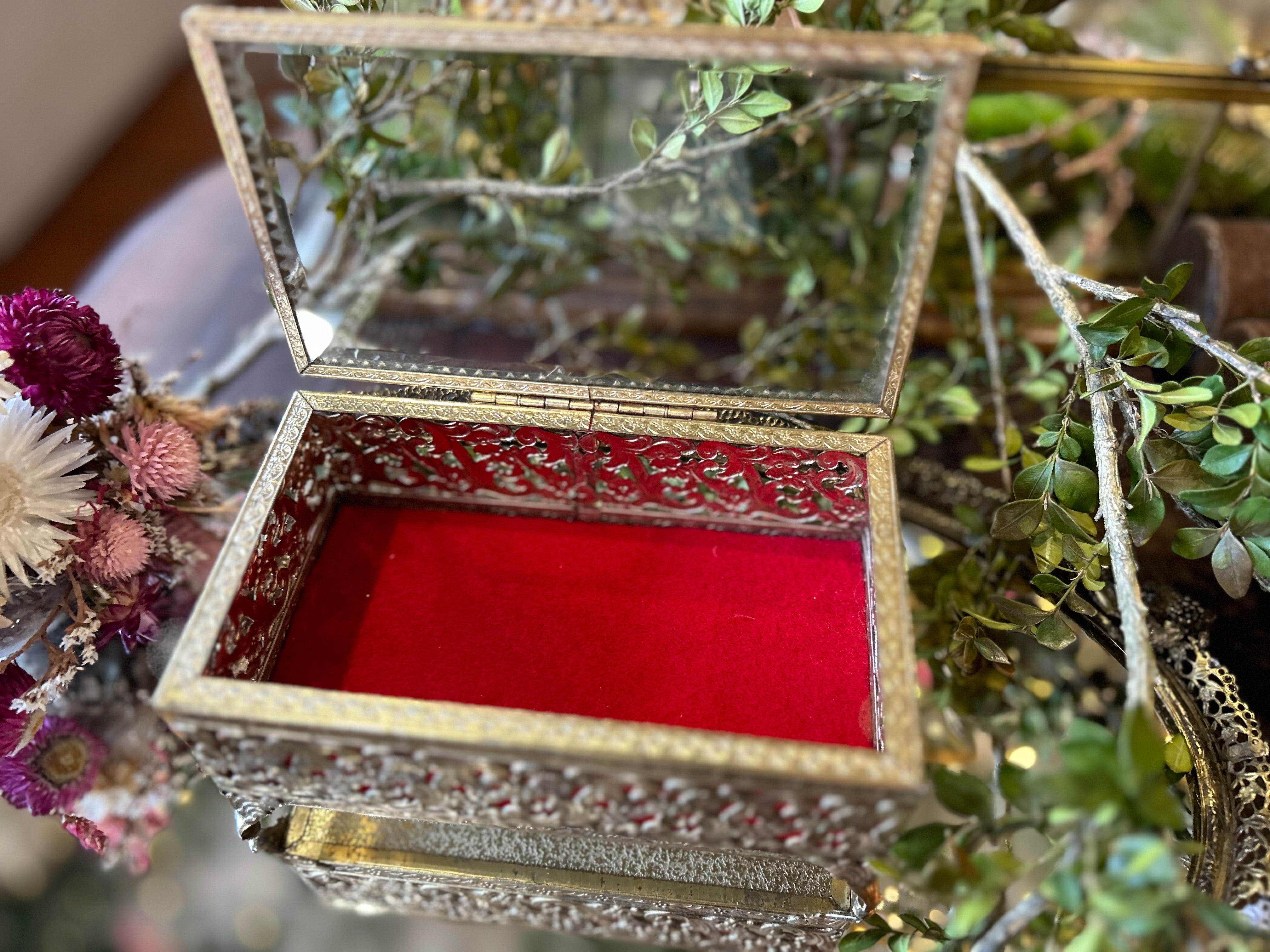 Antique Beveled Glass Avon Jewelry Box