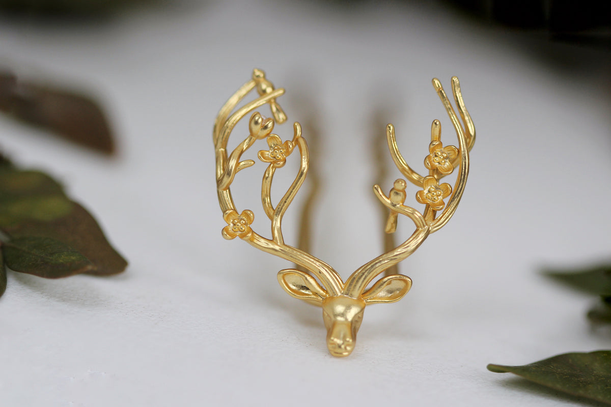 Floral Deer Antlers Hair Prong Avigail Adam