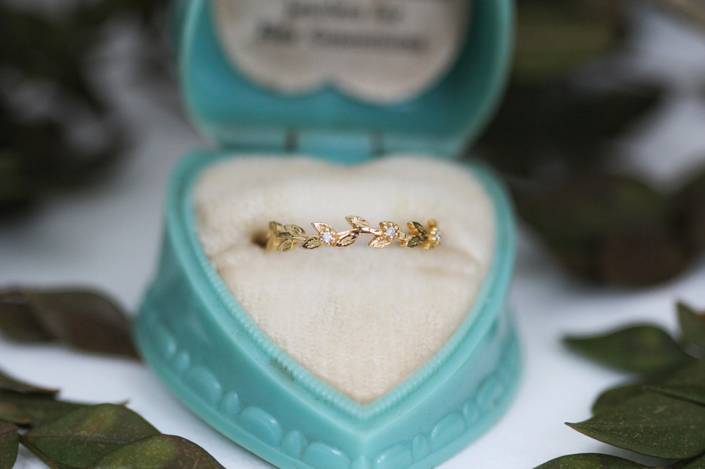 Made to Order * Floral Branch Unique Diamond Leaf Gold Ring