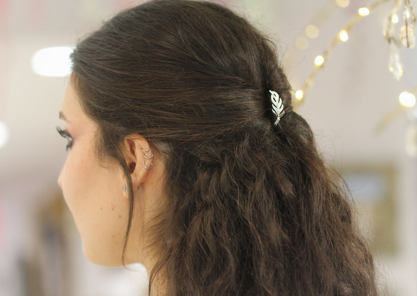 Made to Order* Twig Crystal Turquoise Leaf Hair Prong