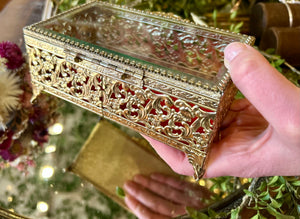Antique Beveled Glass Avon Jewelry Box