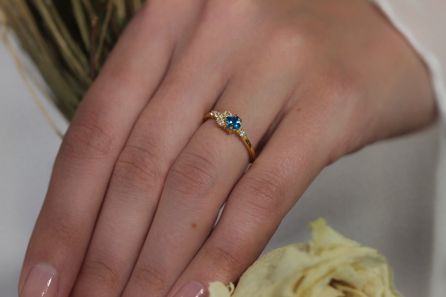 Cerulean Blue Crystal Ring SS