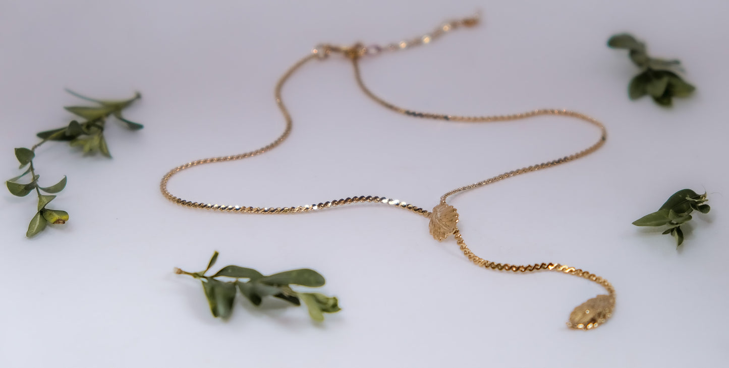 Leaf Drop Lariat Necklace