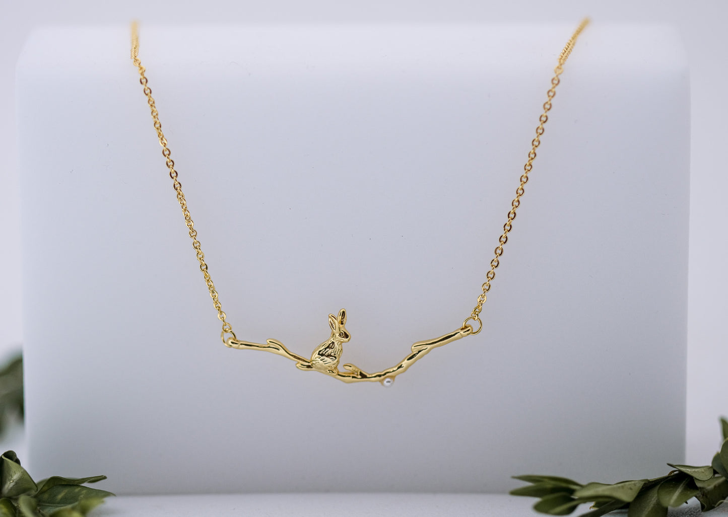 Rabbit Sitting on a Branch Necklace