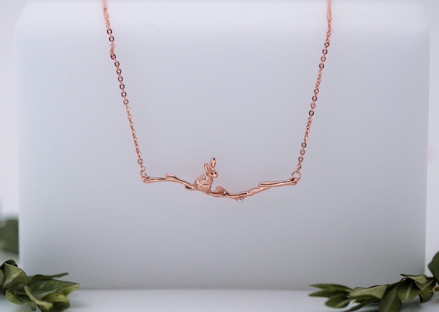 Rabbit Sitting on a Branch Necklace