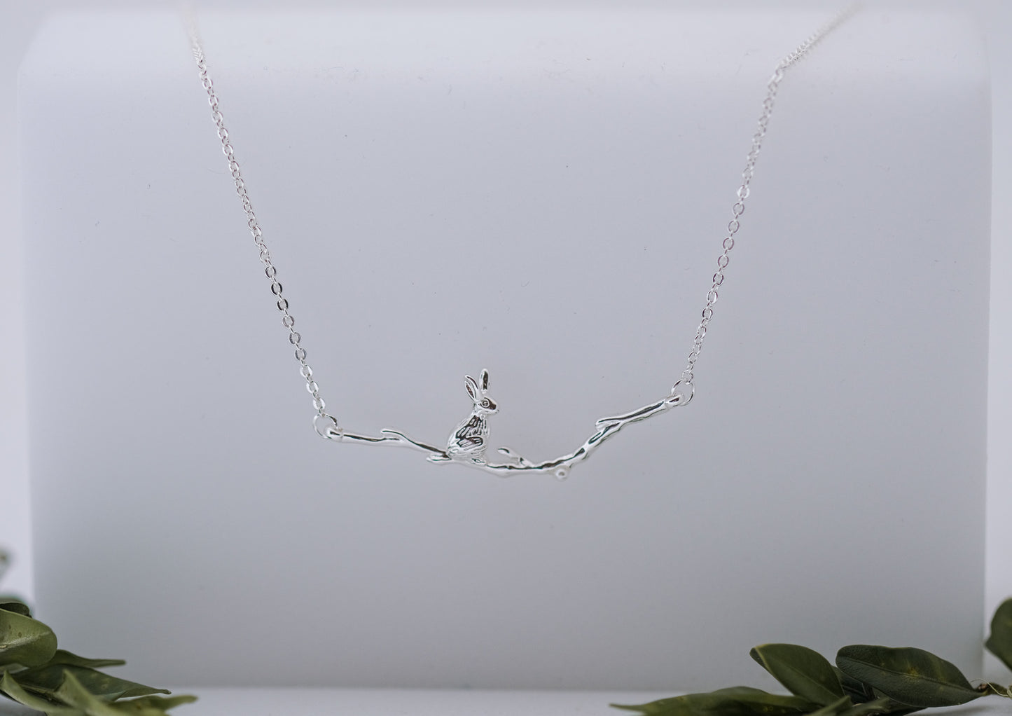 Rabbit Sitting on a Branch Necklace