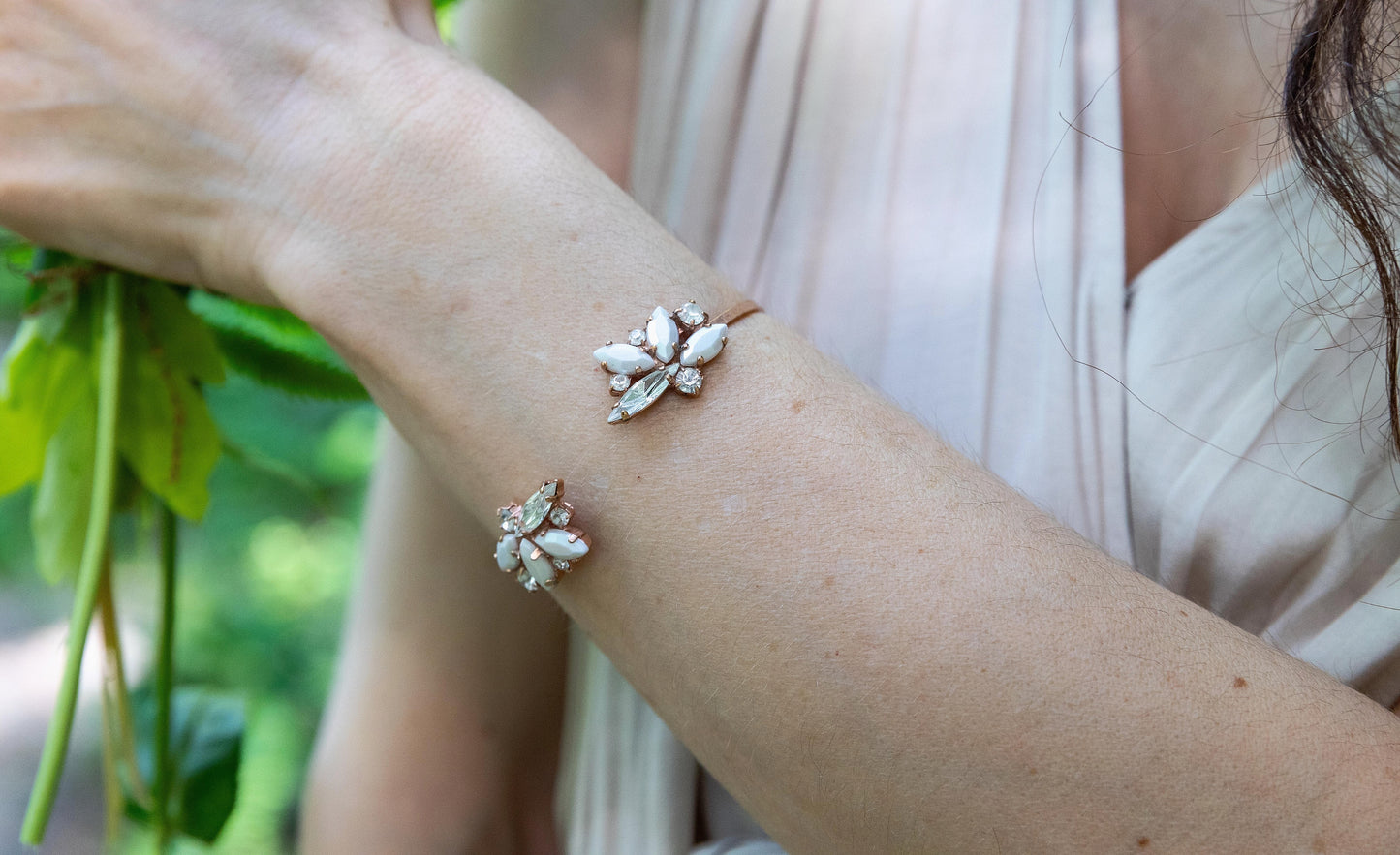 Ophelia Crystals & Pearls Cluster Bracelet