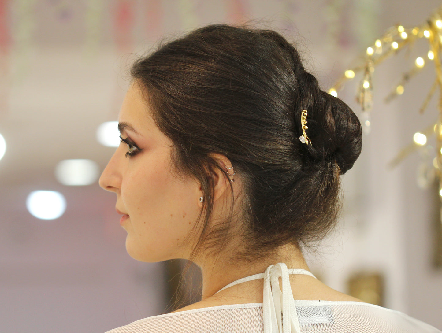 Dainty Crystal Lily of the Valley Floral Hair Prong