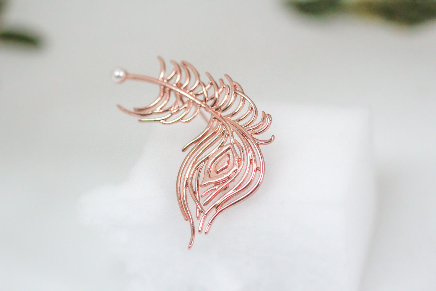 Made to Order* Peacock Feather Pearl Brooch