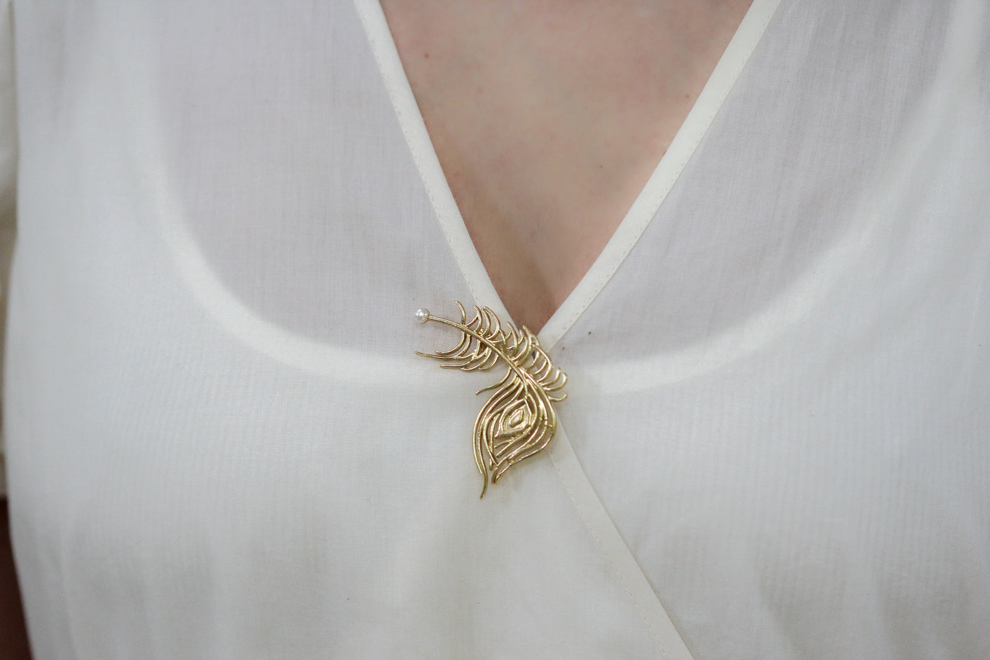 Made to Order* Peacock Feather Pearl Brooch