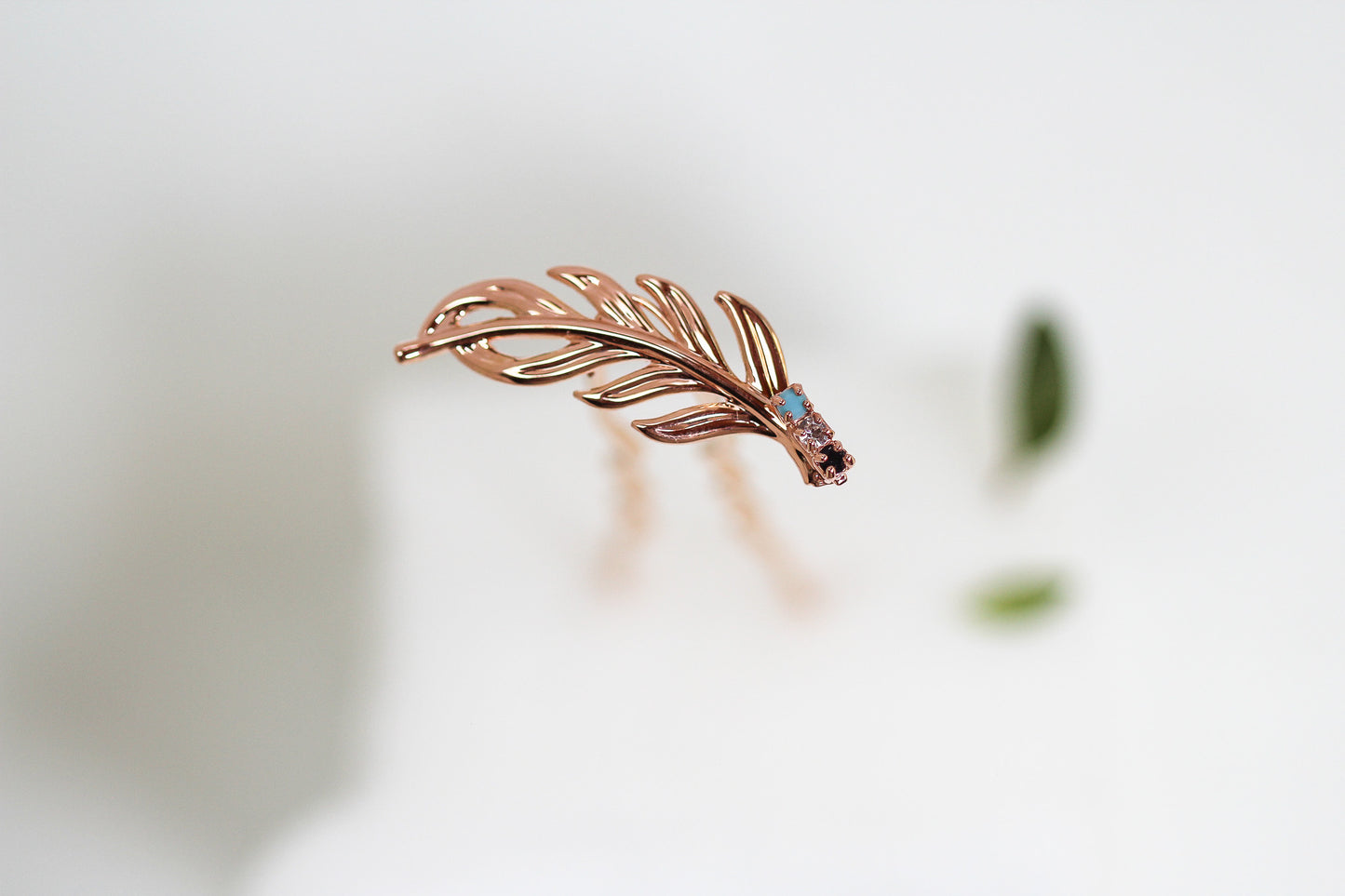 Made to Order* Twig Crystal Turquoise Leaf Hair Prong