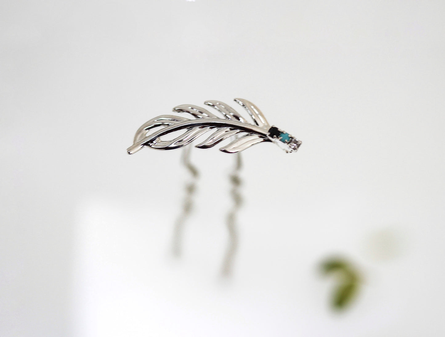 Made to Order* Twig Crystal Turquoise Leaf Hair Prong