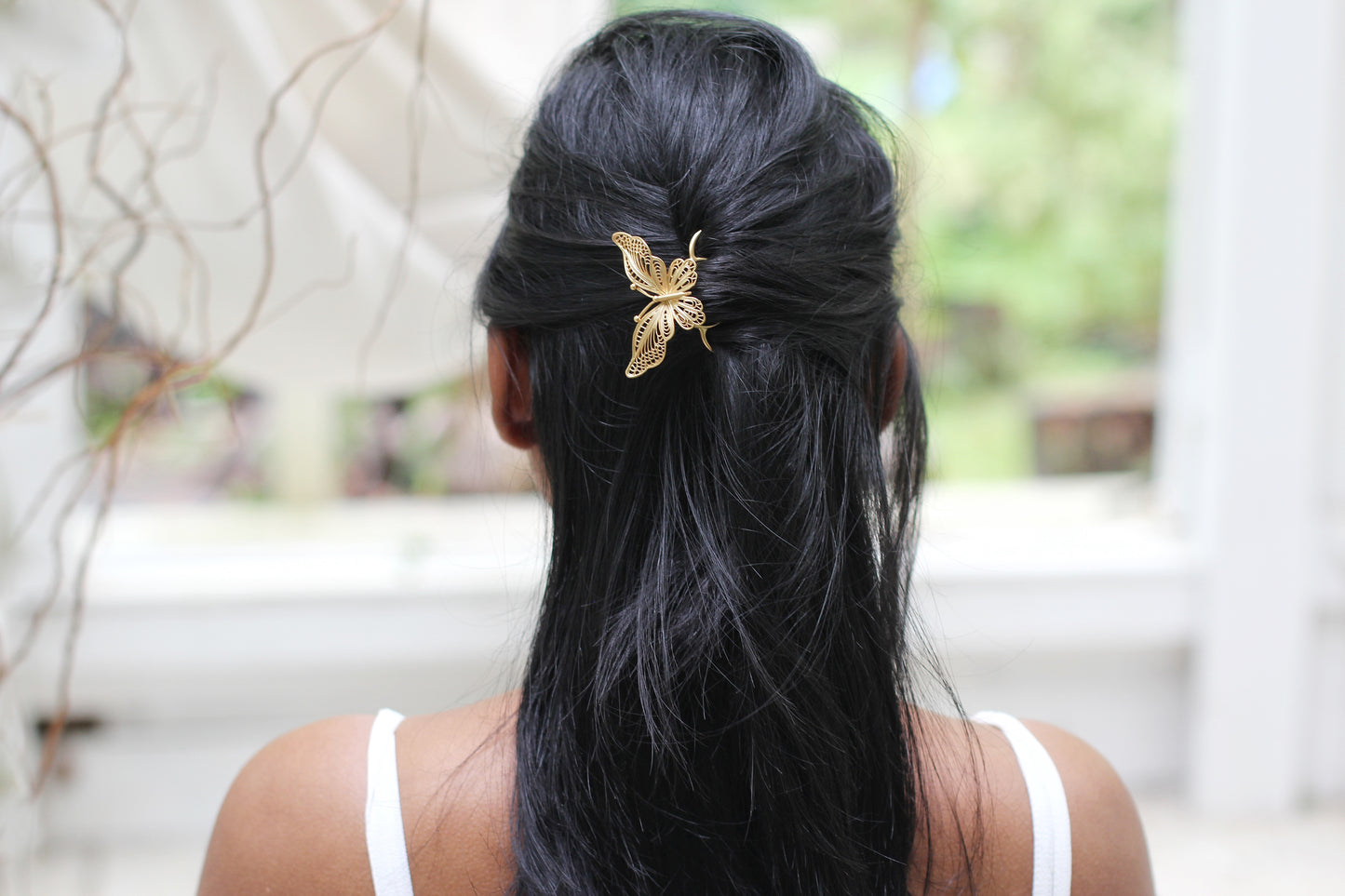 Large Filigree Butterfly Hair Prong