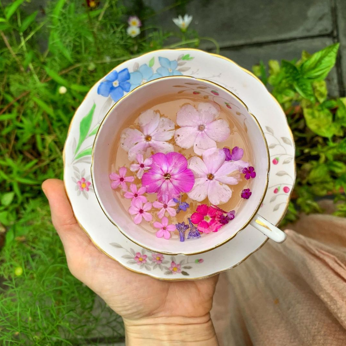 Vintage Floral Variety Rare Pink Tuscan Tea Cup Set