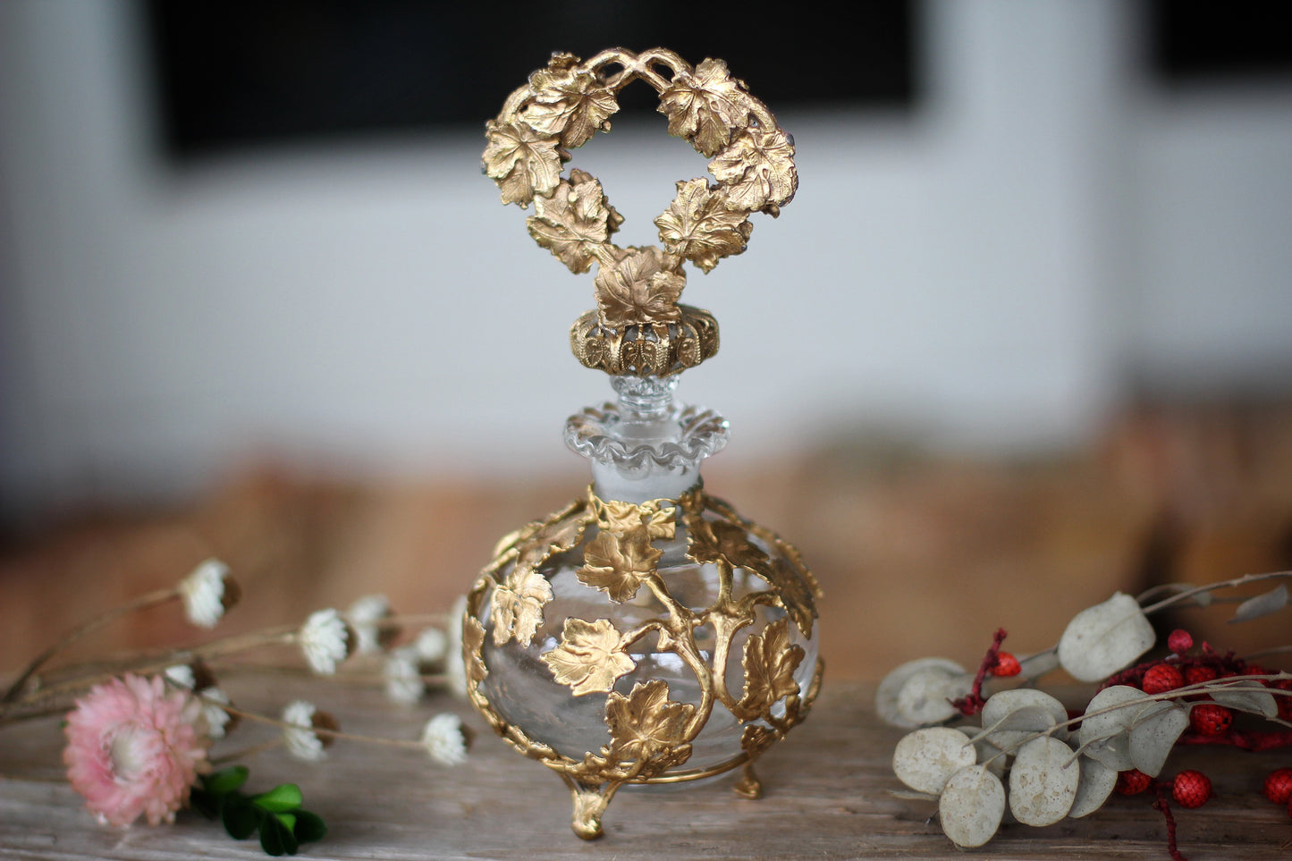Antique Rare Leaves Perfume Bottle