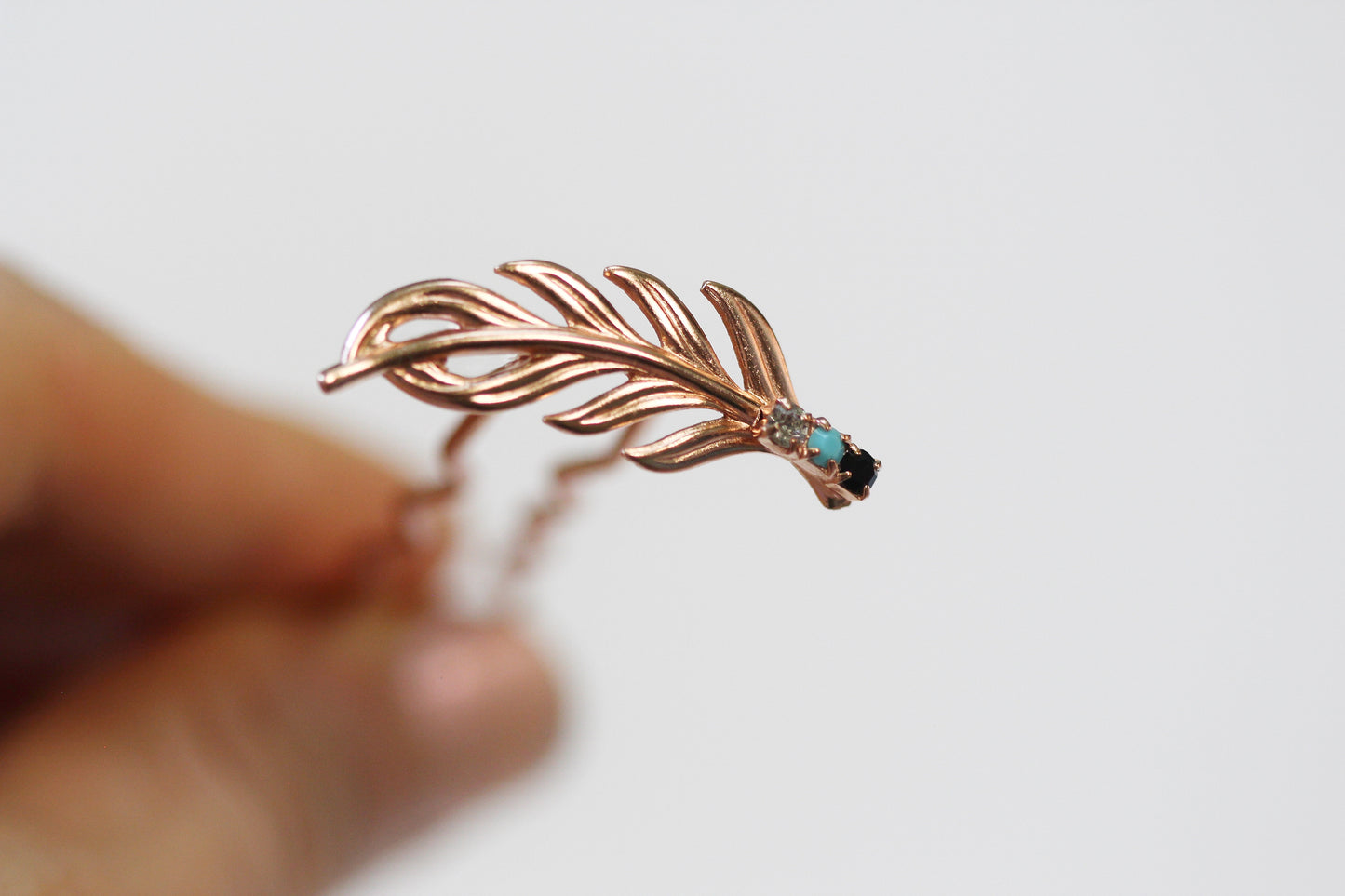 Pre-Order * Twig Crystal Turquoise Leaf Hair Prong
