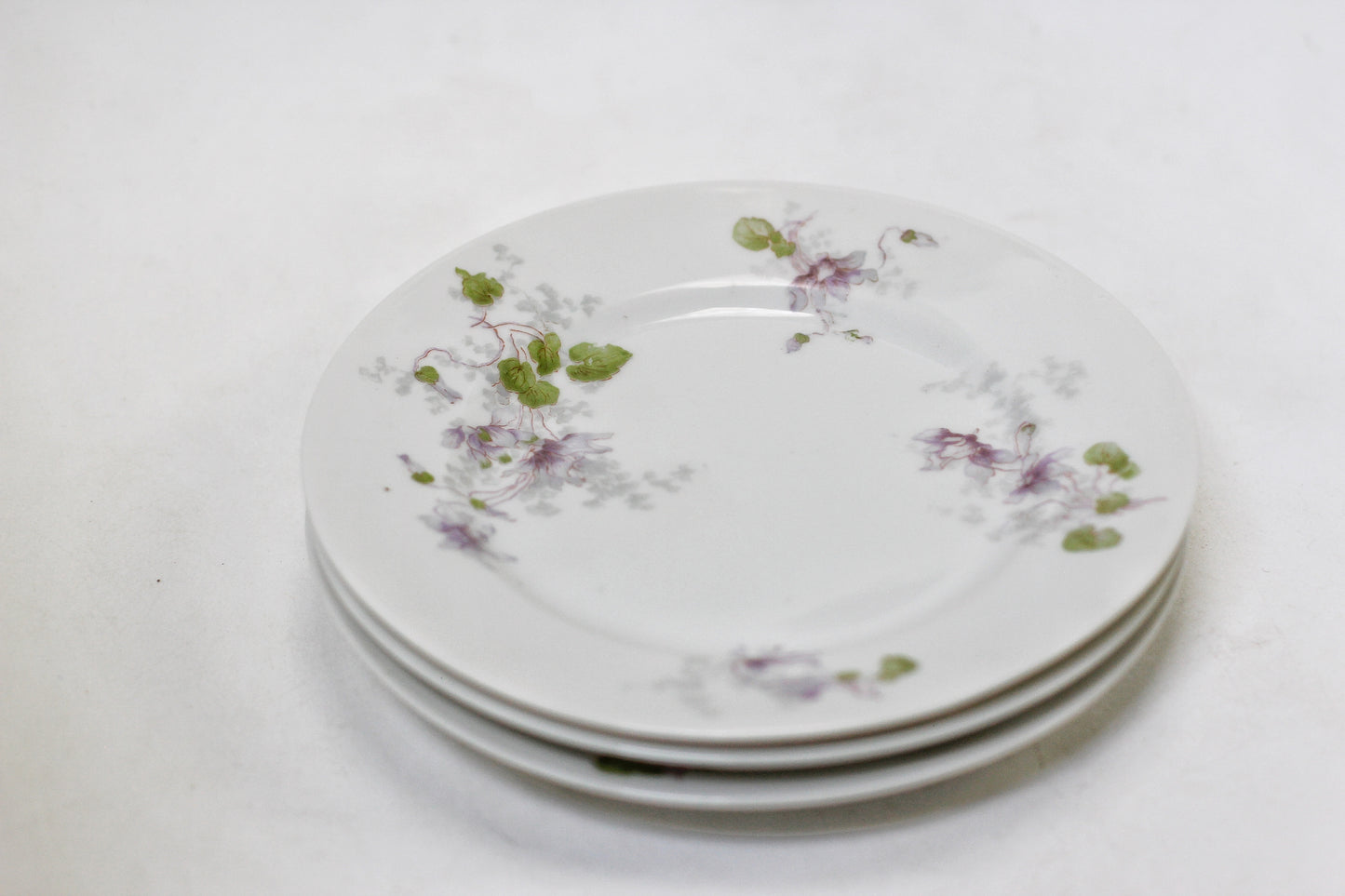 Limoges WroGeurin Floral Violets Porcelain Desert Plate Set