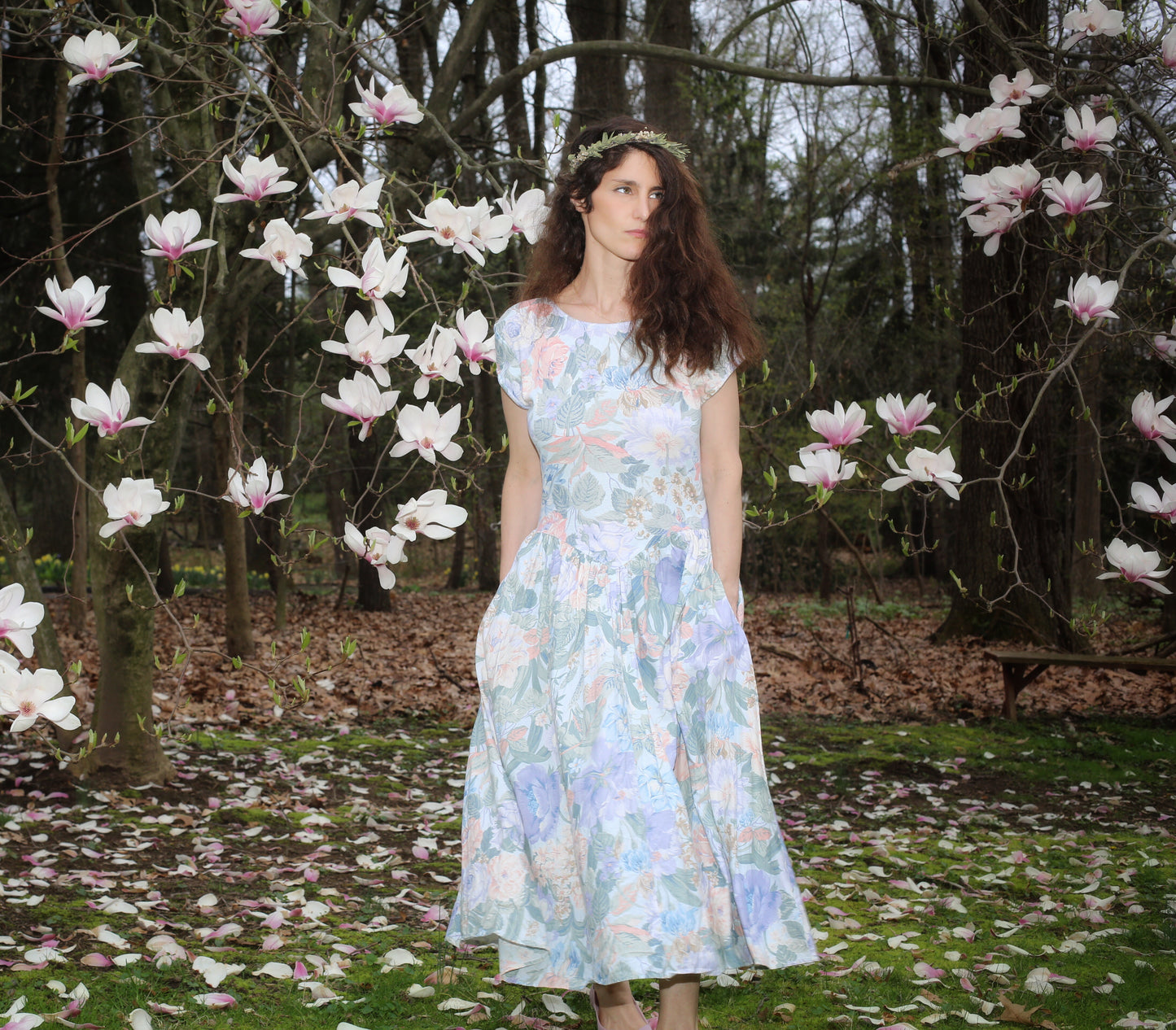 Vintage Light Blue Floral Carol Anderson Dress