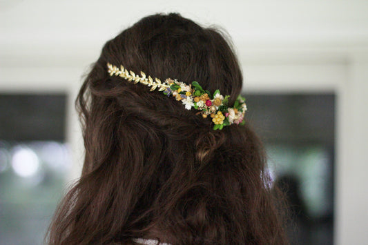 Custom Made* Twigs & Pearls Goddess Crown With Dried Flowers