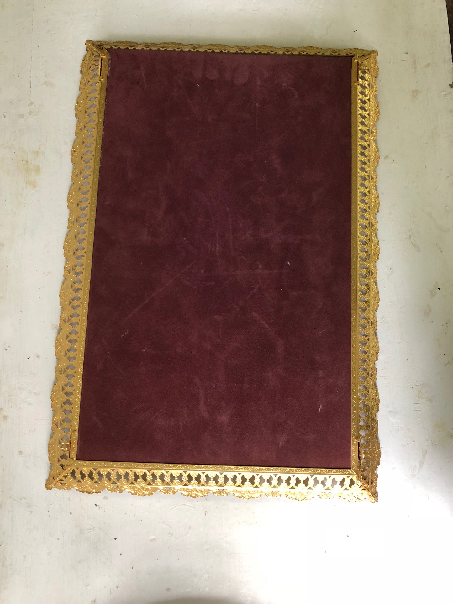 Antique Rectangle Lace Mirror Tray