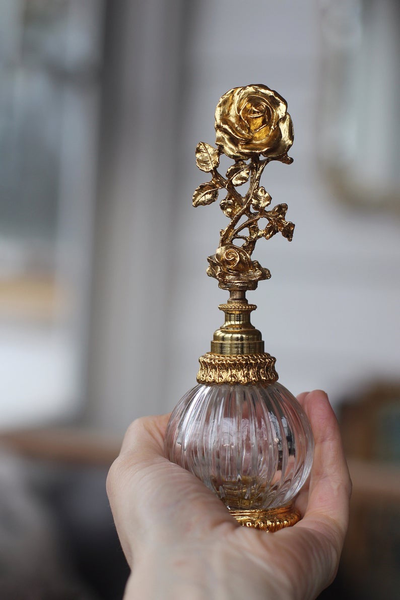 Antique Stylebuilt Tall Rose Perfume Bottle