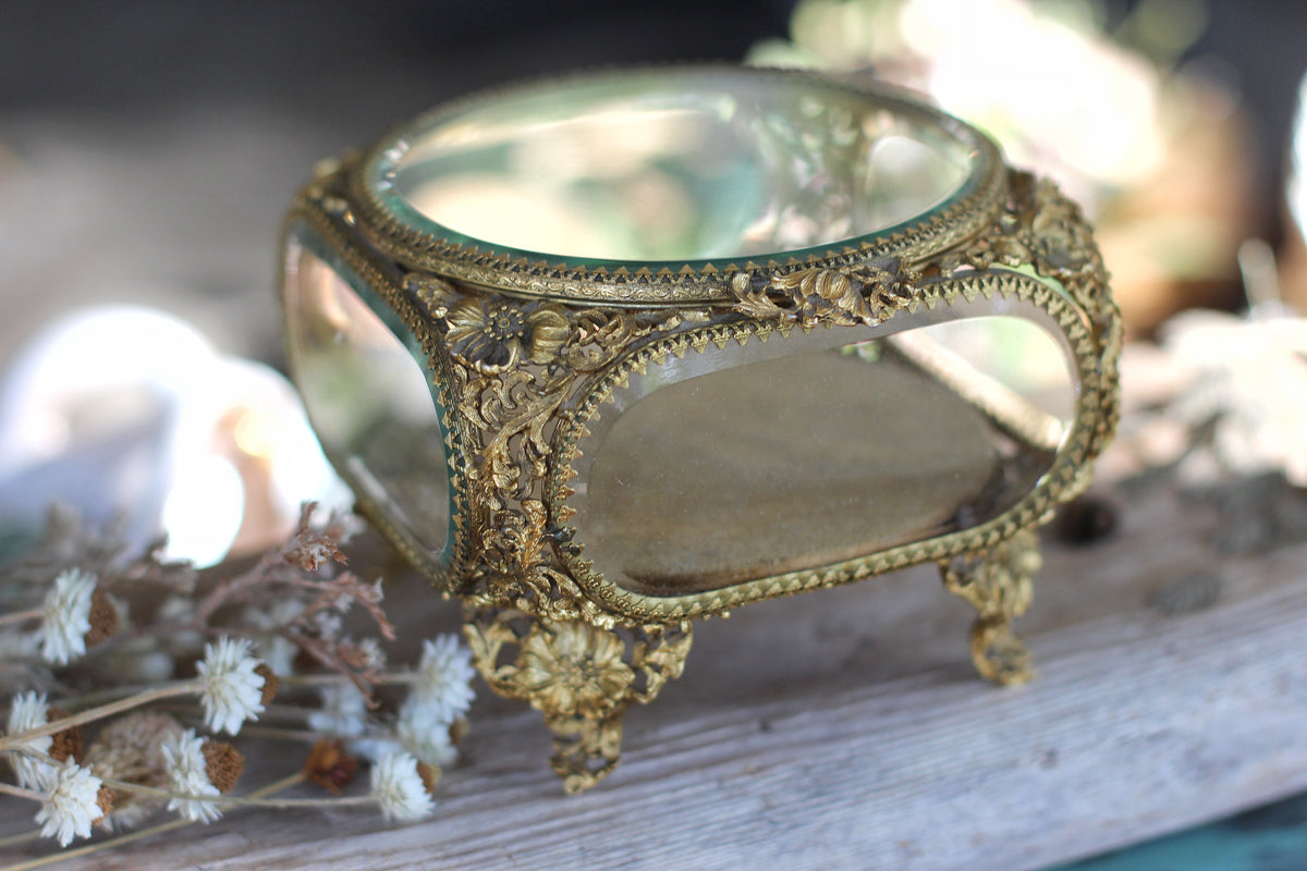 Antique French Victorian Glass Jewelry Box Avigail Adam
