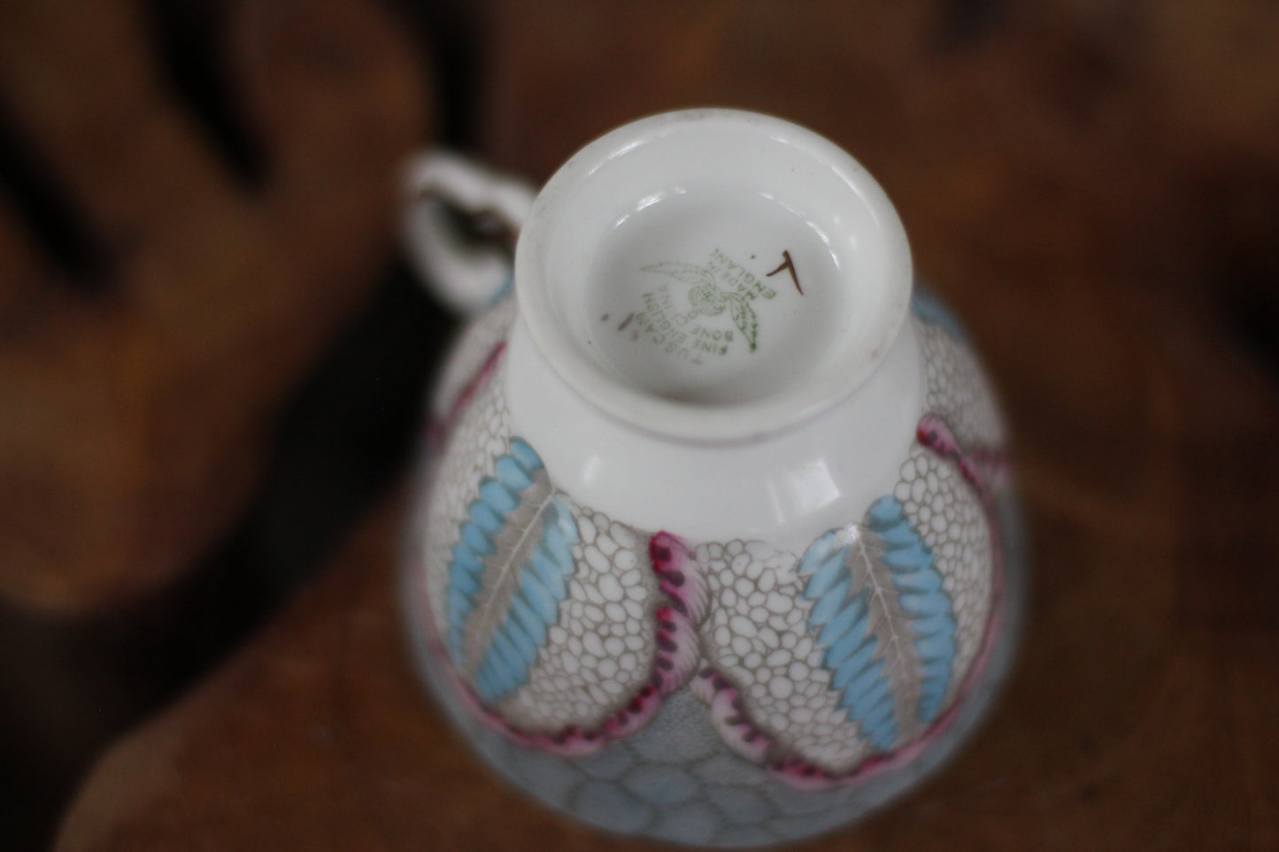 Vintage Blue Grey Tuscan Tea Cup Set