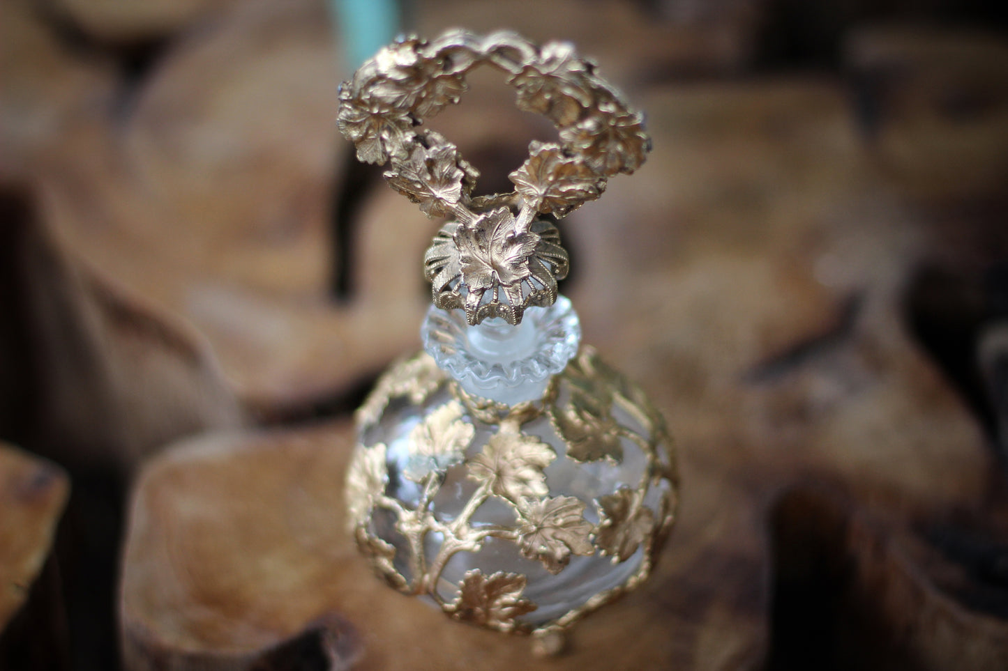 Antique Rare Leaves Perfume Bottle