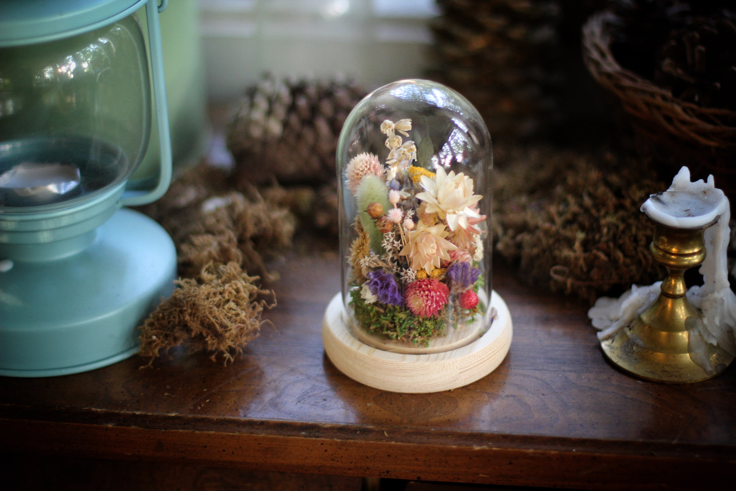 Small Dried Flowers Glass Dome / Cloche