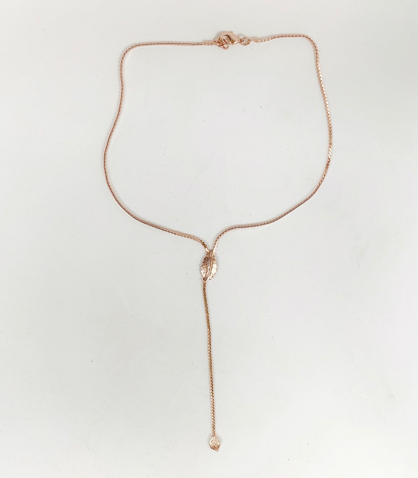 Leaf Drop Lariat Necklace