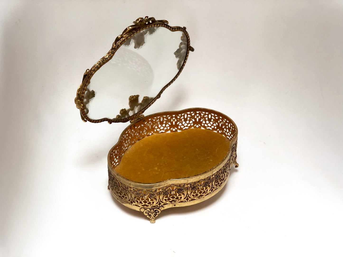 Vintage Floral French Victorian Filigree Jewelry Box