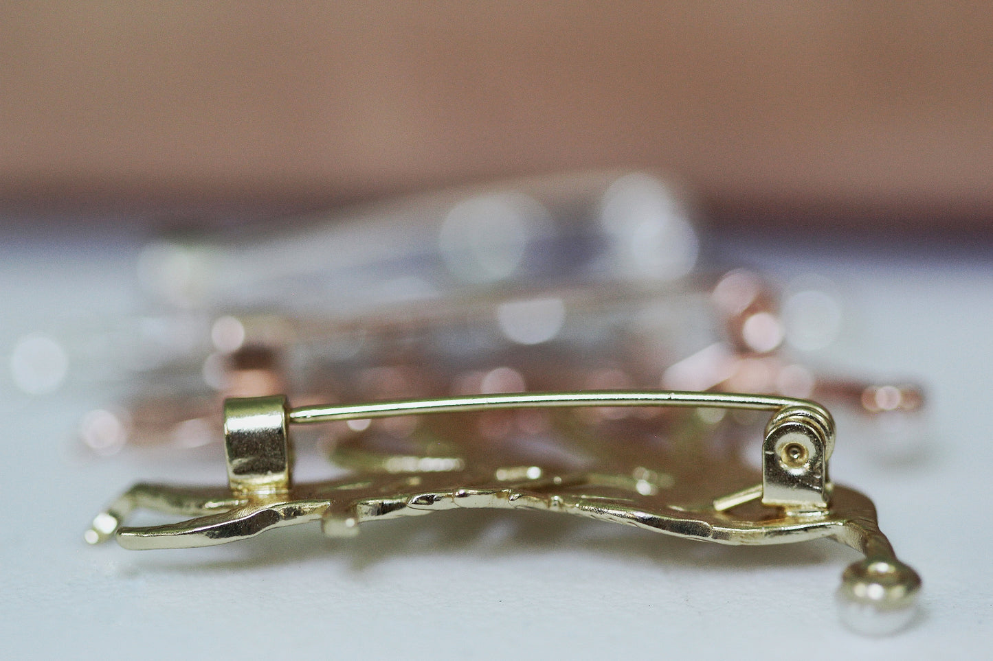 Swirly Feather Pearl Brooch