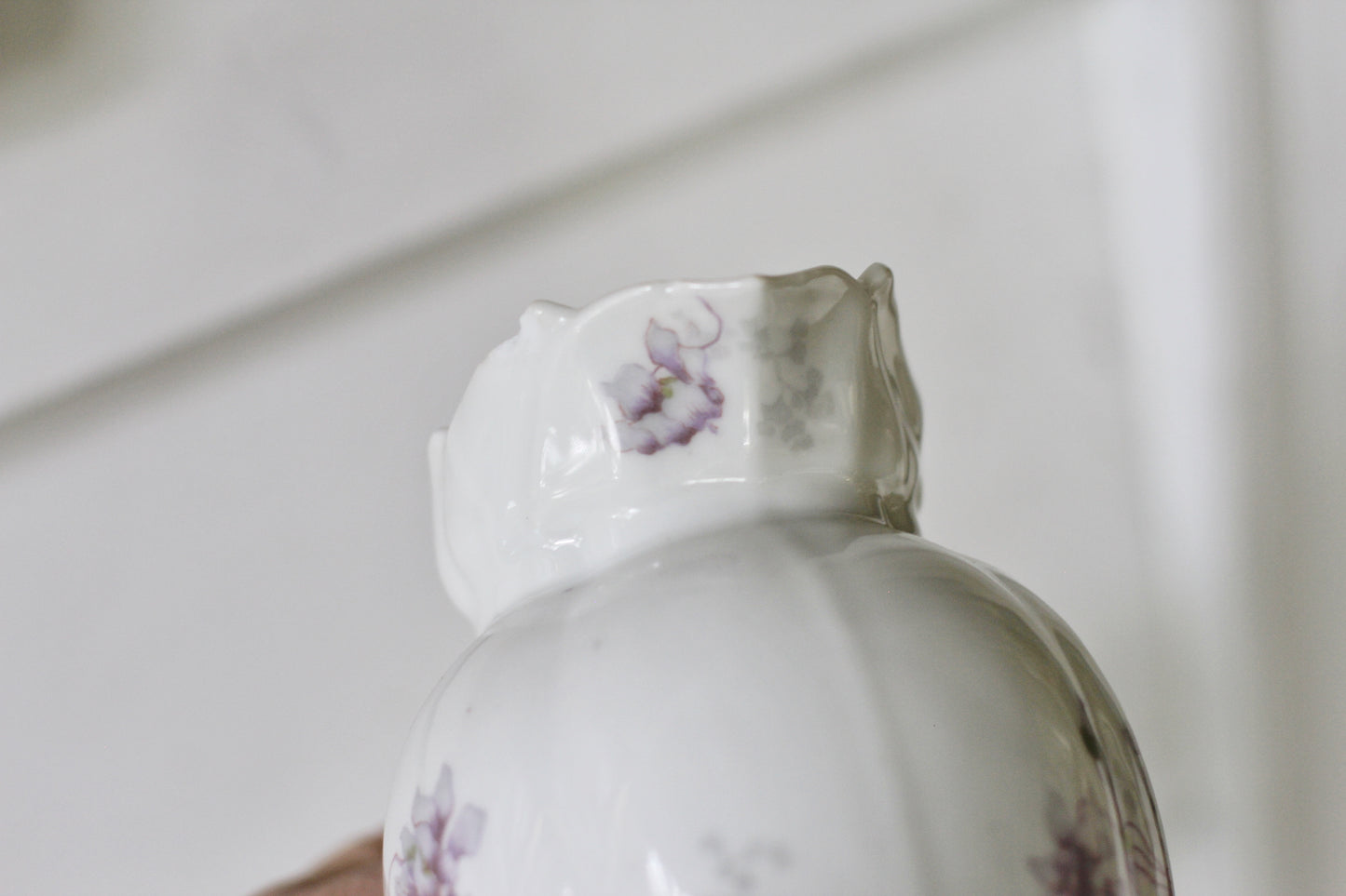 Vintage Limoges WroGeurin Purple Flowers Porcelain Sugar Bowl & Creamer Set