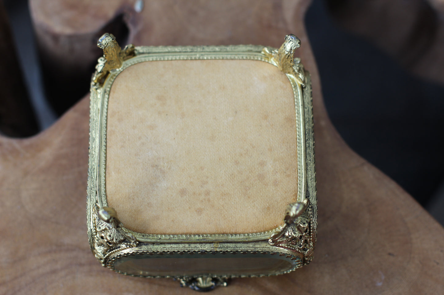 Antique Tuft Ormolu Filigree Jewelry Box