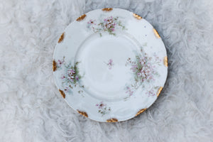 Vintage Limoges France Pink Flowers Porcelain Plate