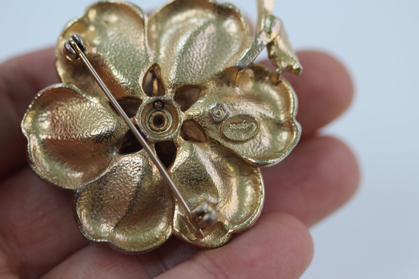 Large Rose with Pearl Brooch