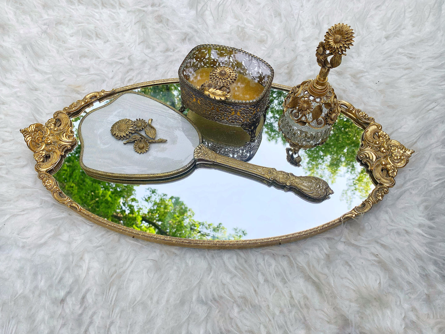 Antique Sunflowers Hand Mirror