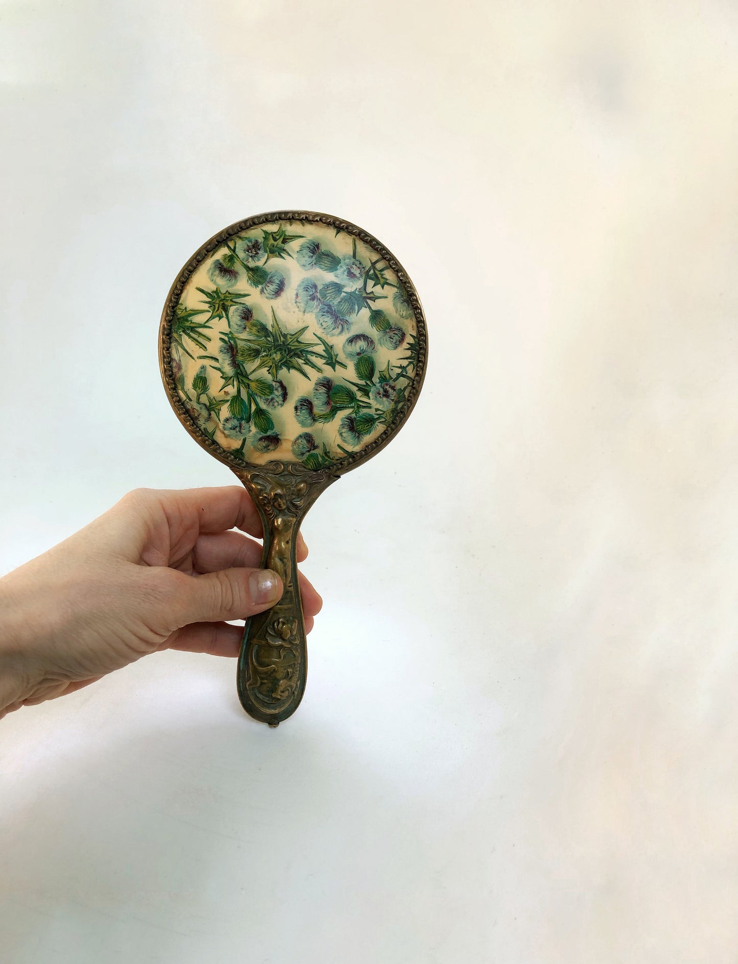 Petite Thistle Floral Hand Mirror