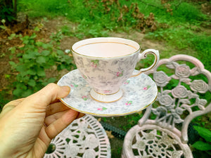 Vintage Pink Floral Tuscan Tea Cup Set