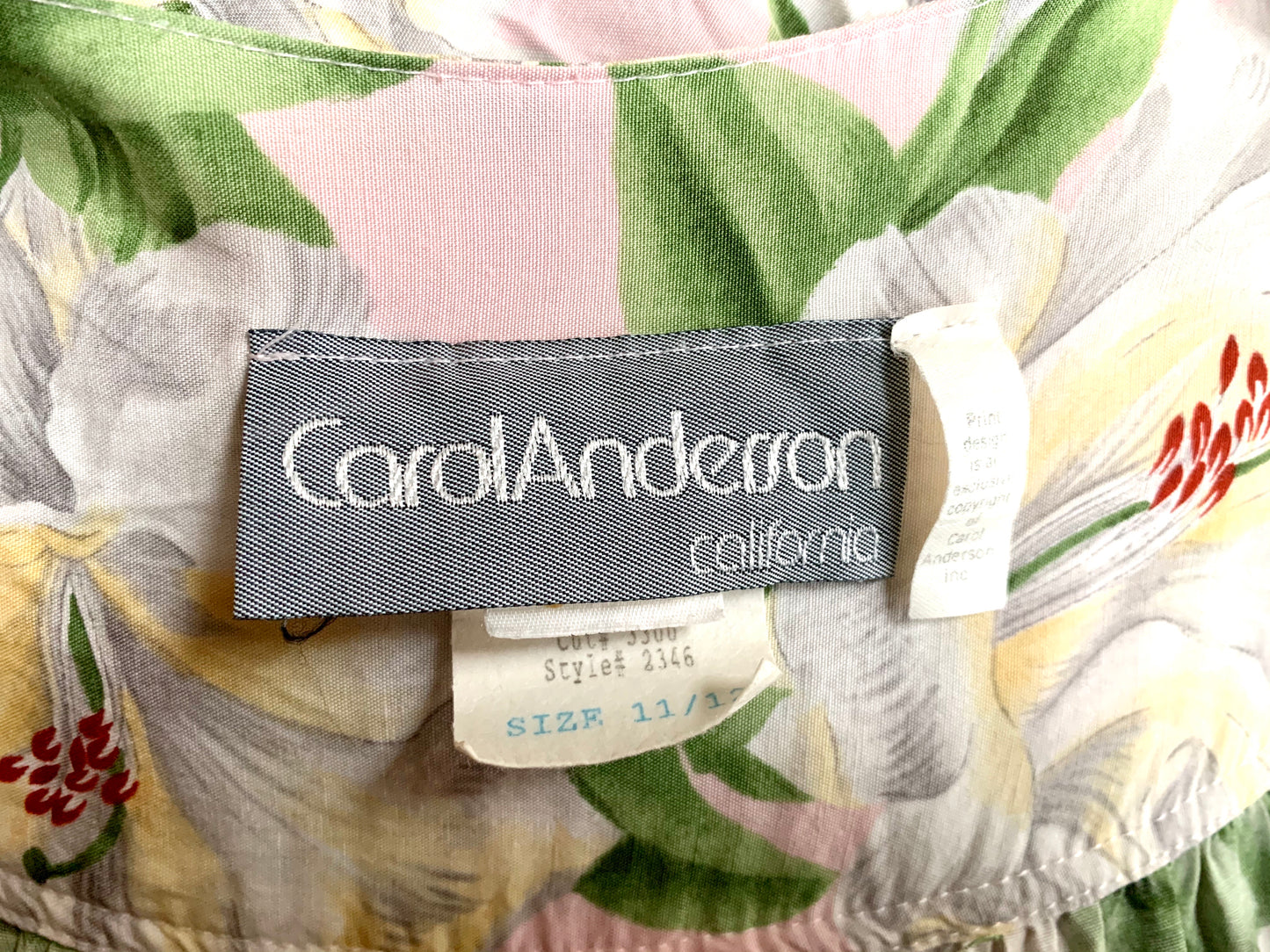 Vintage Pink White Floral Flowers Carol Anderson Dress