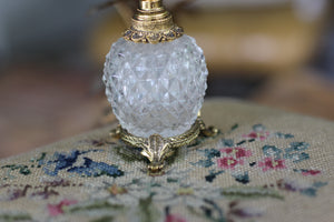 Antique Floral Dogwood Pedestal Crystal Perfume Bottle