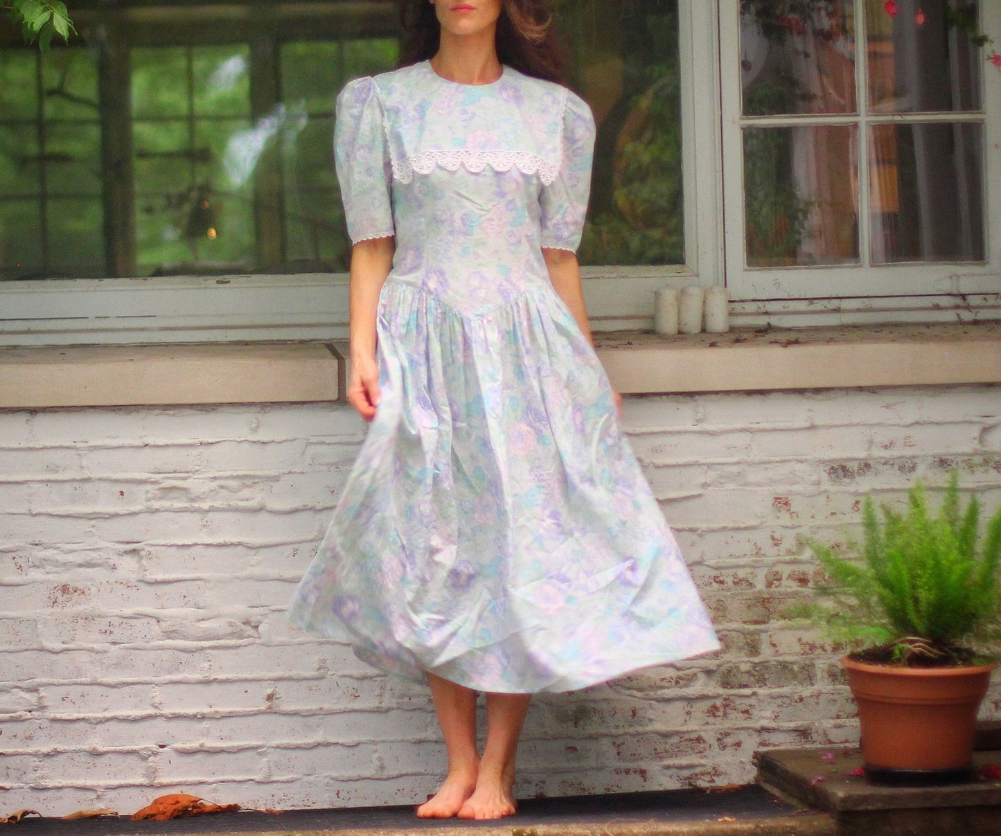 Vintage Purple Turquoise Floral Dress