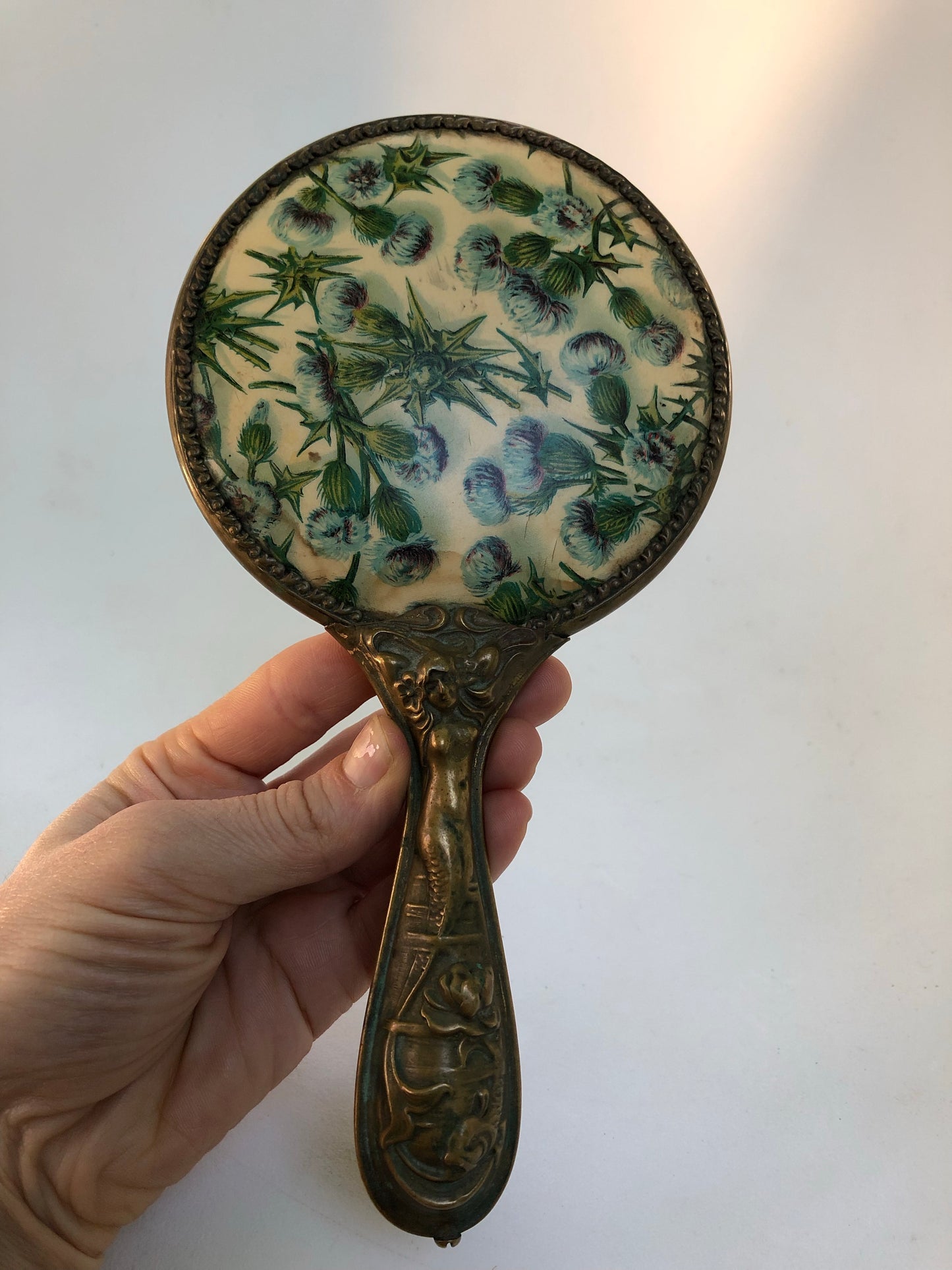 Petite Thistle Floral Hand Mirror