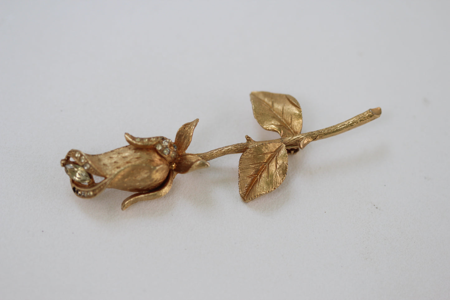 Rose With Crystals Brooch