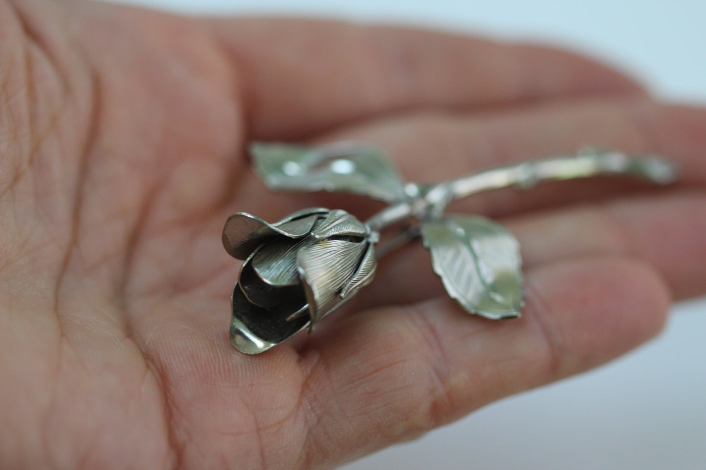 Silver Rose Brooch