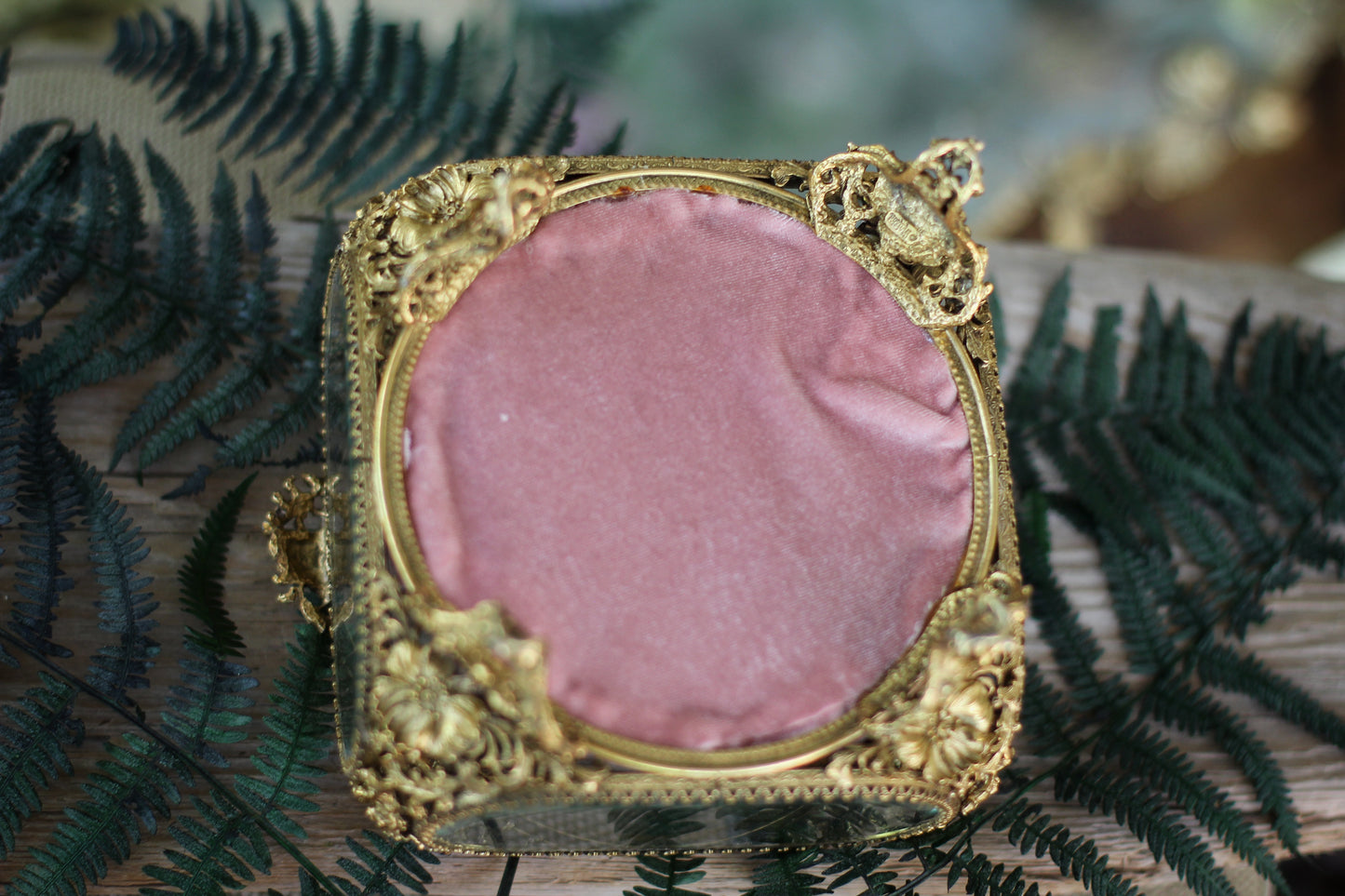 Antique Pink Padding French Victorian Dogwood Matson Jewelry Box