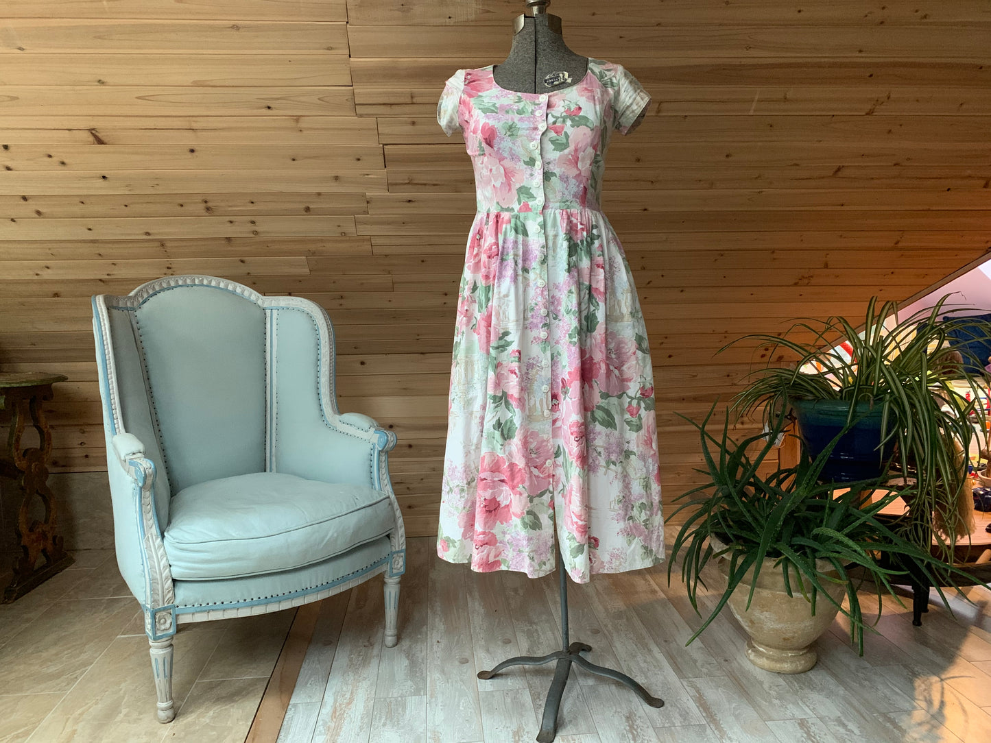 Vintage White Pink Floral Carol Anderson Dress