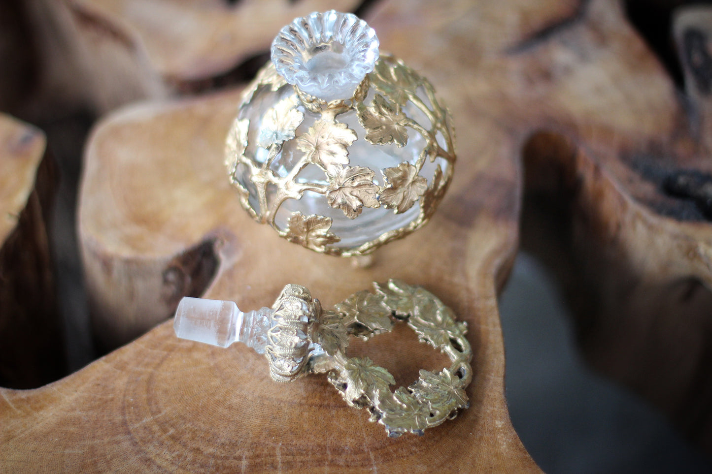 Antique Rare Leaves Perfume Bottle